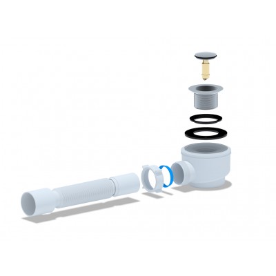 E415CL Сифон для душ поддона 1 1/2 * 50 с г/т 375*40/50 хром клик-клак