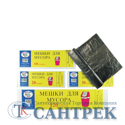Мешки для мусора 30 л, ПНД 6 мкм, рулон 30 шт. (Мультипласт)