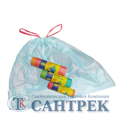 Мешки для мусора 50 л, с завязками, ПНД 10 мкм, рулон 10 шт. (Мультипласт)