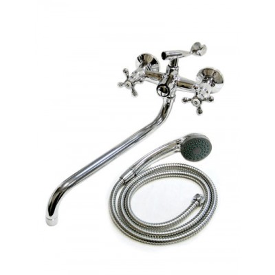 Смеситель Ванна DIABLO LUX-K13 1/2 м/к толстый нос, перекл. кран букса (400-R) Крест Капля