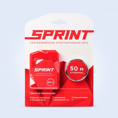 Нить уплотнительная Sprint 50м бокс + 50м катушка (вода, газ, сжатый воздух)