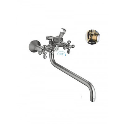 2619-5 Смеситель Ванна Frap 1/2 м/к дл. нос Крест LUX  (сатин)