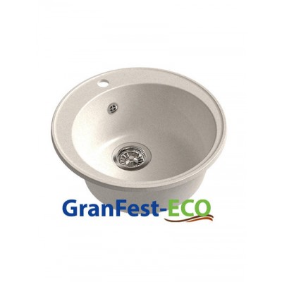 Мойка GRANFEST--QUARZ (ECO) -  08 РОНДО D=480 мм (БЕЛЫЙ)(без сифона)