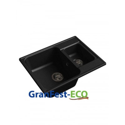Мойка GRANFEST--QUARZ (ECO) -  09   1,5 чаши 620*480 мм (ЧЕРНЫЙ)(без сифона)