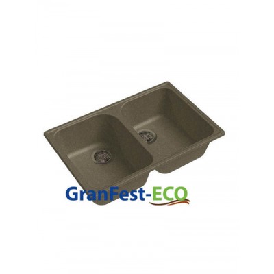 Мойка GRANFEST--QUARZ (ECO) -  15 РОНДО 2 чаши  740*480 мм (ПЕСОК)(без сифона)