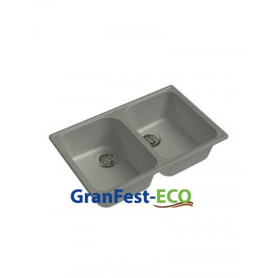 Мойка GRANFEST--QUARZ (ECO) -  15 РОНДО 2 чаши  740*480 мм (СЕРЫЙ)(без сифона)