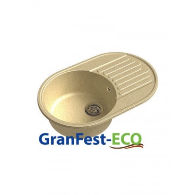 Мойка GRANFEST--QUARZ (ECO) -  18 РОНДО 1 чаша+крыло  740*480 мм (БЕЖЕВЫЙ)(без сифона)