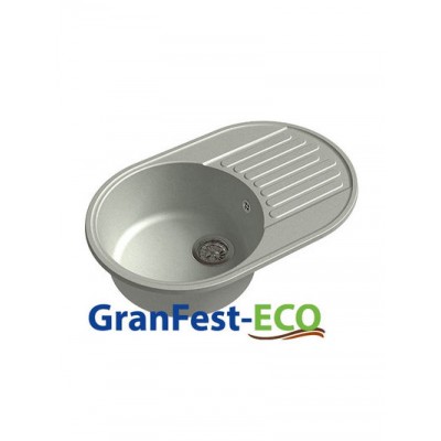 Мойка GRANFEST--QUARZ (ECO) -  18 РОНДО 1 чаша+крыло  740*480 мм (СЕРЫЙ)(без сифона)
