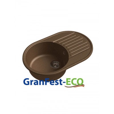 Мойка GRANFEST--QUARZ (ECO) -  18 РОНДО 1 чаша+крыло  740*480 мм (ТЕРРАКОТ)(без сифона)