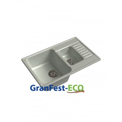 Мойка GRANFEST--QUARZ (ECO) -  21К 1,5 чаши+крыло 740*480 мм (СЕРЫЙ)(без сифона)