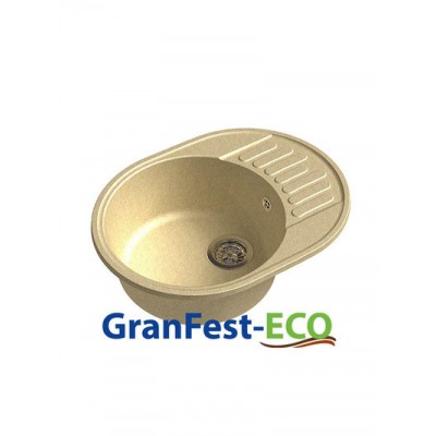Мойка GRANFEST--QUARZ (ECO) -  58 РОНДО чаша+крыло 620*480 мм (БЕЖЕВЫЙ) (без сифона)