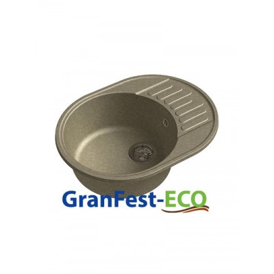 Мойка GRANFEST--QUARZ (ECO) -  58 РОНДО чаша+крыло 620*480 мм (ПЕСОК) (без сифона)