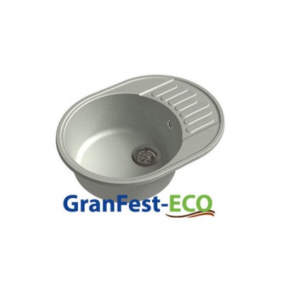Мойка GRANFEST--QUARZ (ECO) -  58 РОНДО чаша+крыло 620*480 мм (СЕРЫЙ) (без сифона)