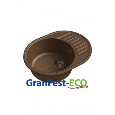 Мойка GRANFEST--QUARZ (ECO) -  58 РОНДО чаша+крыло 620*480 мм (ТЕРРАКОТ) (без сифона)