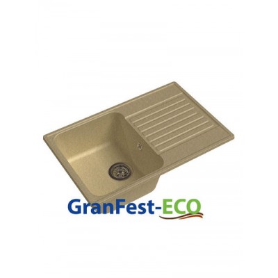 Мойка GRANFEST--QUARZ (ECO) -  78 РОНДО 1 чаша+крыло  740*480 мм (БЕЖЕВЫЙ)(без сифона)