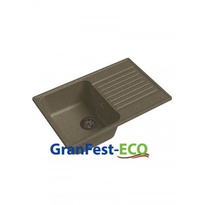 Мойка GRANFEST--QUARZ (ECO) -  78 РОНДО 1 чаша+крыло  740*480 мм (ПЕСОК)(без сифона)