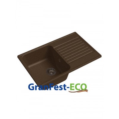Мойка GRANFEST--QUARZ (ECO) -  78 РОНДО 1 чаша+крыло  740*480 мм (ТЕРРАКОТ)(без сифона)