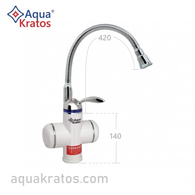 АК9555 Смеситель для кухни с электронагревом с УЗО Белый AquaKratos
