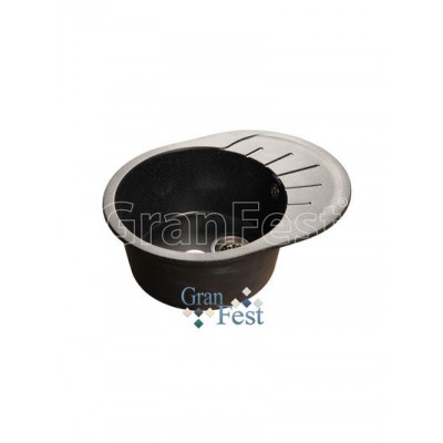 Мойка GRANFEST GF-R580L чаша + крыло 580*450 мм (черный-308)