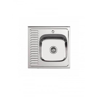 Мойка LEDEME накладная  60*60  т.0,6 правая ГЛЯНЕЦ бол.сиф. (L96060-6R) (+ сифон)