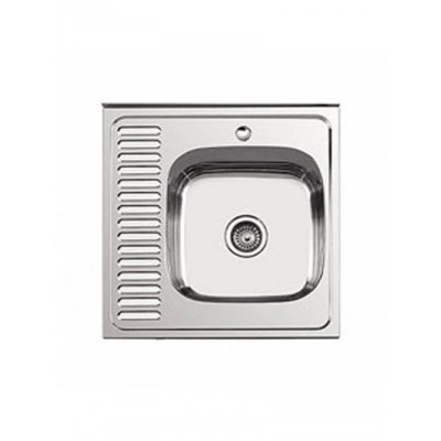 Мойка LEDEME  накладная  60*60  т.0,8 правая ДЕКОР бол.сиф. (L66060-R) (+ сифон)