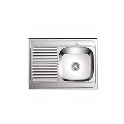 Мойка LEDEME  накладная  80*60  т.0,8 правая ДЕКОР бол.сиф. (L68060-R) (+ сифон)