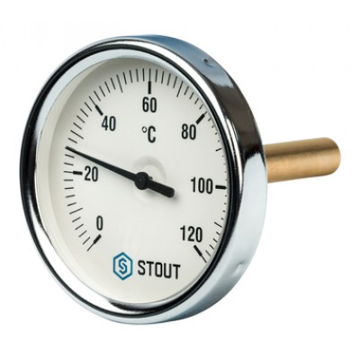 SIM-0001-807515 STOUT Термометр биметаллический с погружной гильзой. Корпус Dn 80 мм, гильза 75 мм 1