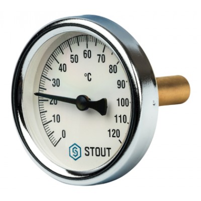 SIM-0003-635015 STOUT Термометр биметаллический с погружной гильзой. Корпус Dn 63 мм, гильза 50 мм, 