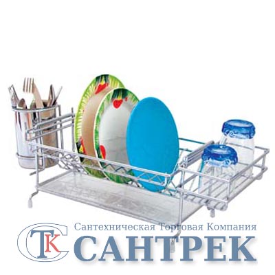 Сушилка для посуды настольная, с подносом (хром, латунь) р-р:55*22,5*18,5 (4052)