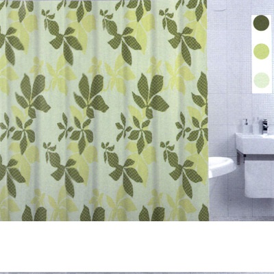 Штора для ванн BATH plus (Chestnut leaf/Pentagon Leaf)) зел/желт. 180х200 DS3007    (55)